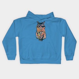 Navy Coral Polka Dot Kitty Cat Kids Hoodie